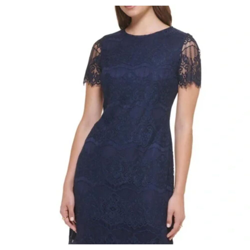 Kensie Midnight Blue Lace Mini Dress Size 6 Cocktail Evening - Picture 2 of 15